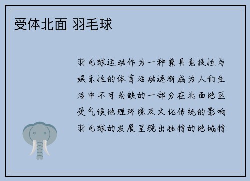受体北面 羽毛球